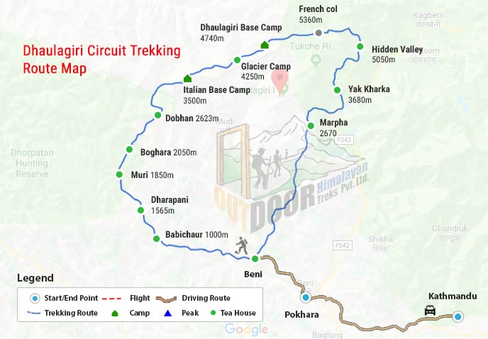 Dhaulagiri Circuit map