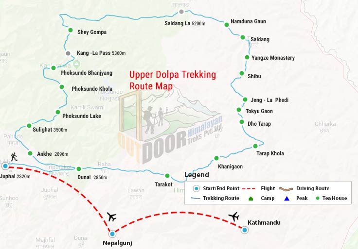 Upper Dolpa Trek Map