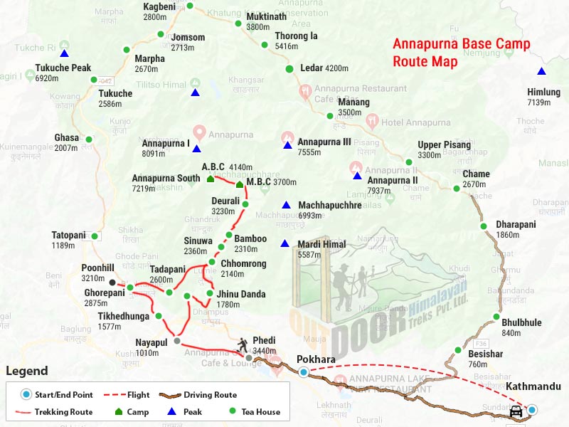Annapurna Base Camp Route Map