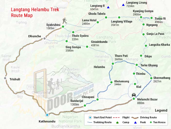 Langtang Helambu Trek Route Map