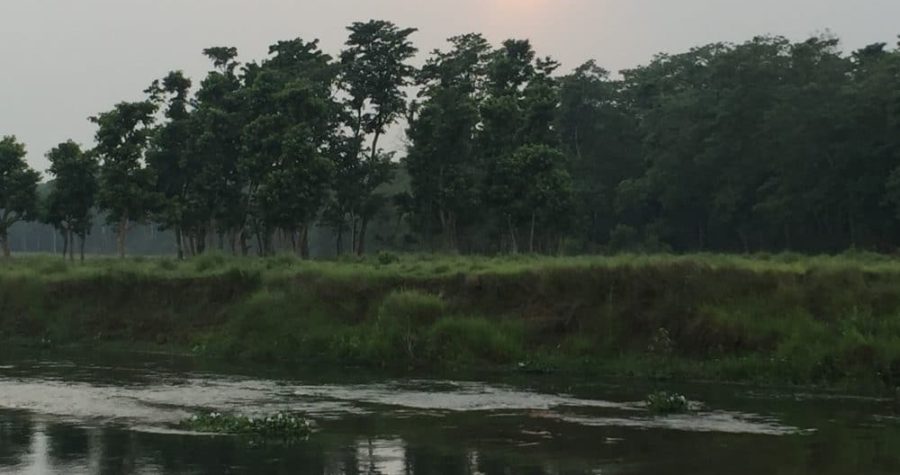 sun set view from rapti river bank